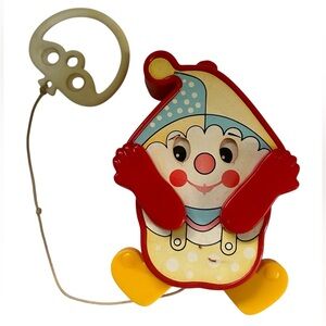 VINTAGE MUSICAL PEEK-A-BOO PULL STRING TOY CLOWN